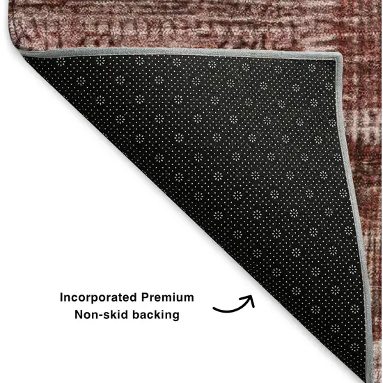 Burgundy And Ivory Patchwork Washable Area Rug With UV Protection Photo 5