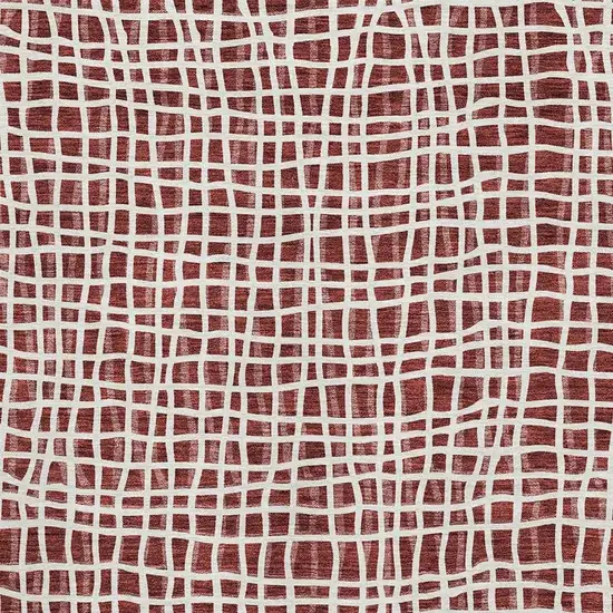 Burgundy And Ivory Striped Washable Area Rug With UV Protection Photo 3
