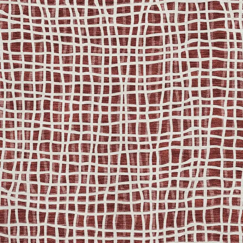 Burgundy And Ivory Striped Washable Area Rug With UV Protection Photo 3