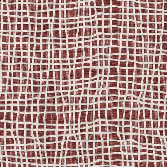 Burgundy And Ivory Striped Washable Area Rug With UV Protection Photo 3