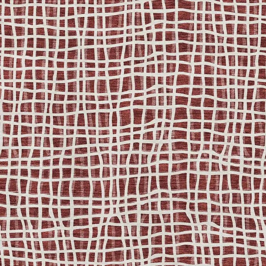 Burgundy And Ivory Striped Washable Area Rug With UV Protection Photo 3