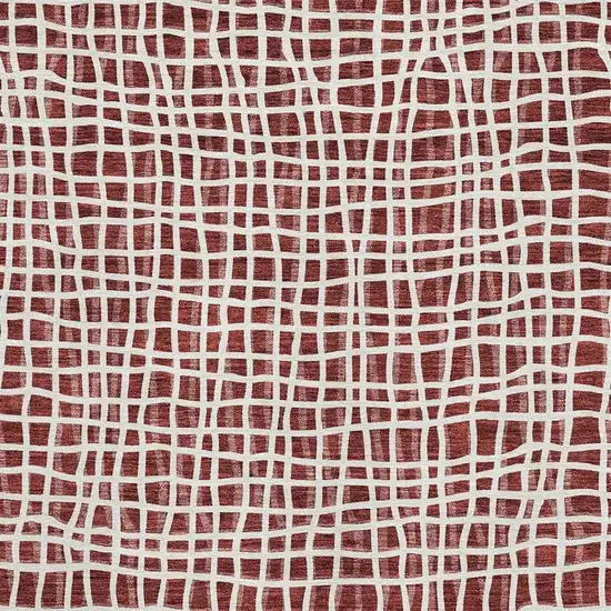 Burgundy And Ivory Striped Washable Area Rug With UV Protection Photo 3