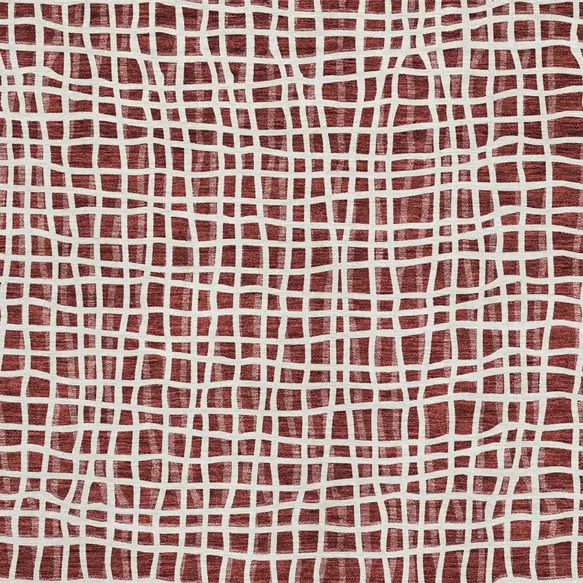 Burgundy And Ivory Striped Washable Area Rug With UV Protection Photo 3