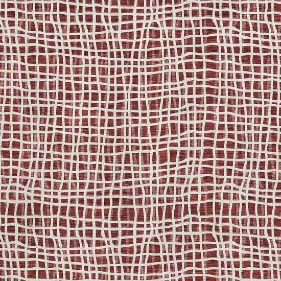 Burgundy And Ivory Striped Washable Area Rug With UV Protection Photo 3