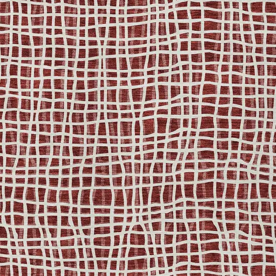 Burgundy And Ivory Striped Washable Indoor Outdoor Area Rug Photo 5