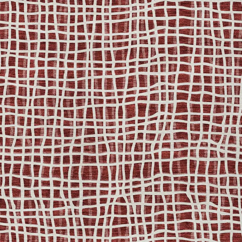 Burgundy And Ivory Striped Washable Indoor Outdoor Area Rug Photo 5