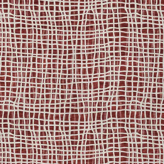Burgundy And Ivory Striped Washable Indoor Outdoor Area Rug Photo 6