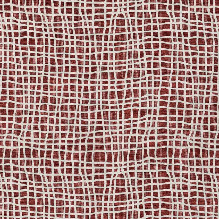 Burgundy And Ivory Striped Washable Indoor Outdoor Area Rug Photo 7