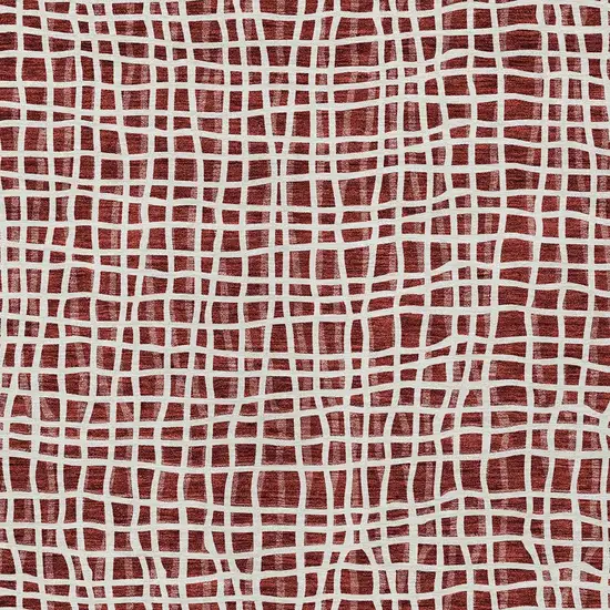 Burgundy And Ivory Striped Washable Indoor Outdoor Area Rug Photo 5