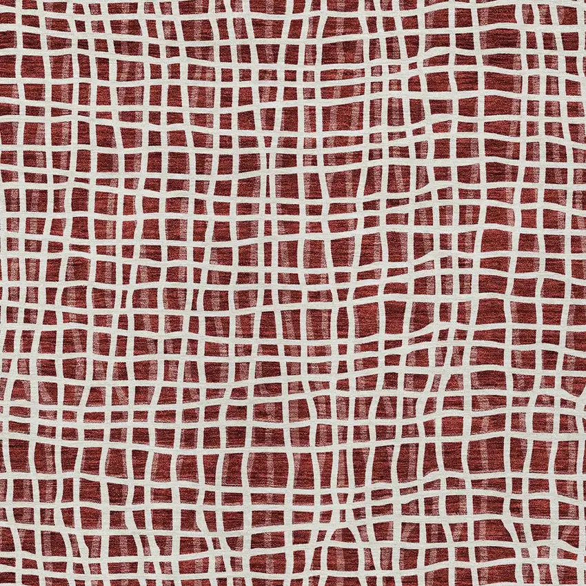 Burgundy And Ivory Striped Washable Indoor Outdoor Area Rug Photo 5