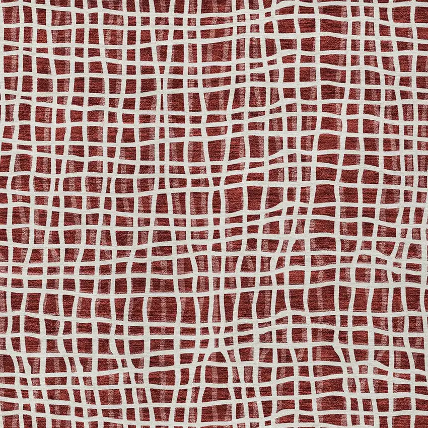 Burgundy And Ivory Striped Washable Indoor Outdoor Area Rug Photo 5