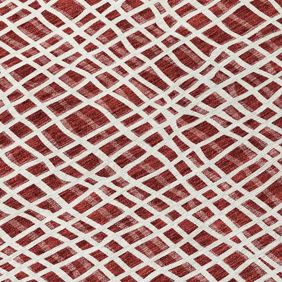 Burgundy And Ivory Striped Washable Indoor Outdoor Area Rug Photo 4