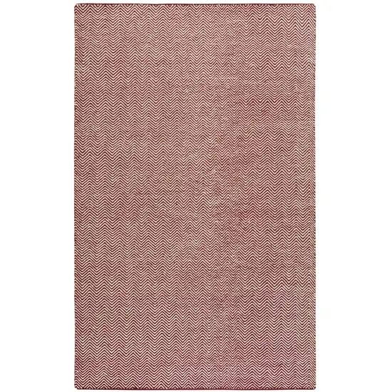 Burgundy And Off White Wool Chevron Hand Woven Area Rug Photo 1