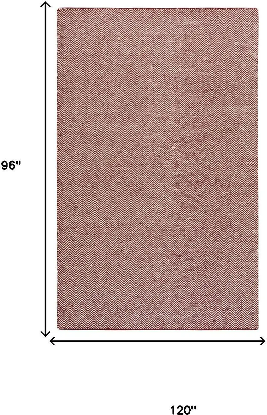 Burgundy And Off White Wool Chevron Hand Woven Area Rug Photo 5