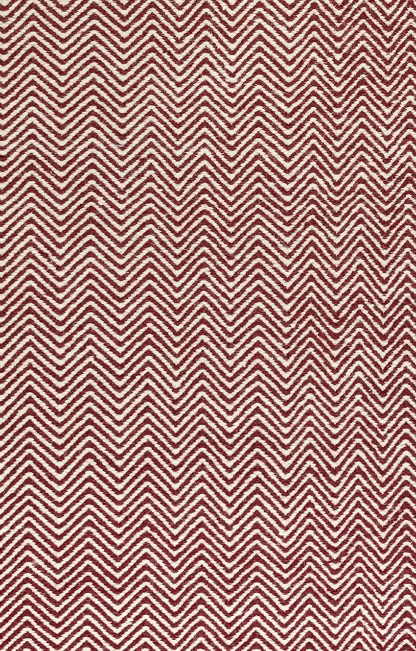 Burgundy And Off White Wool Chevron Hand Woven Area Rug Photo 3