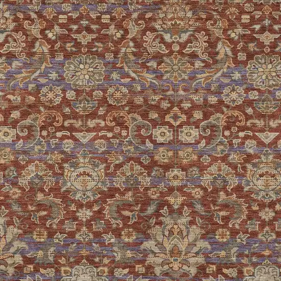 Burgundy And Orange Floral Medallion Washable Indoor Outdoor Area Rug Photo 3