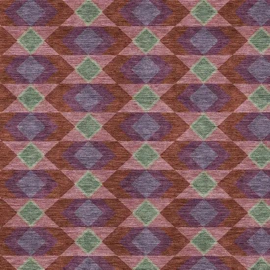Burgundy And Pewter Geometric Washable Indoor Outdoor Area Rug Photo 5