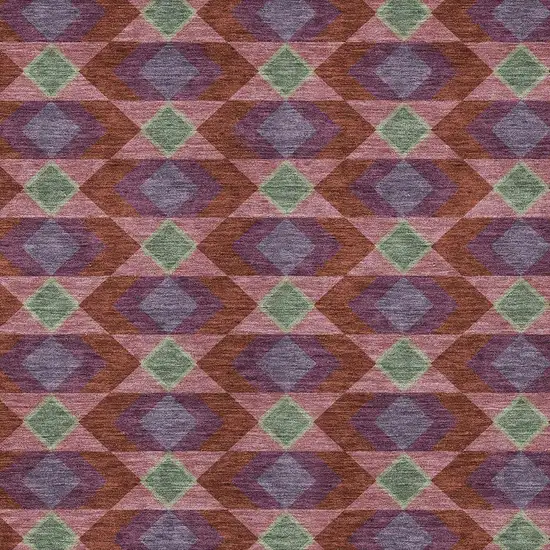 Burgundy And Pewter Geometric Washable Indoor Outdoor Area Rug Photo 4