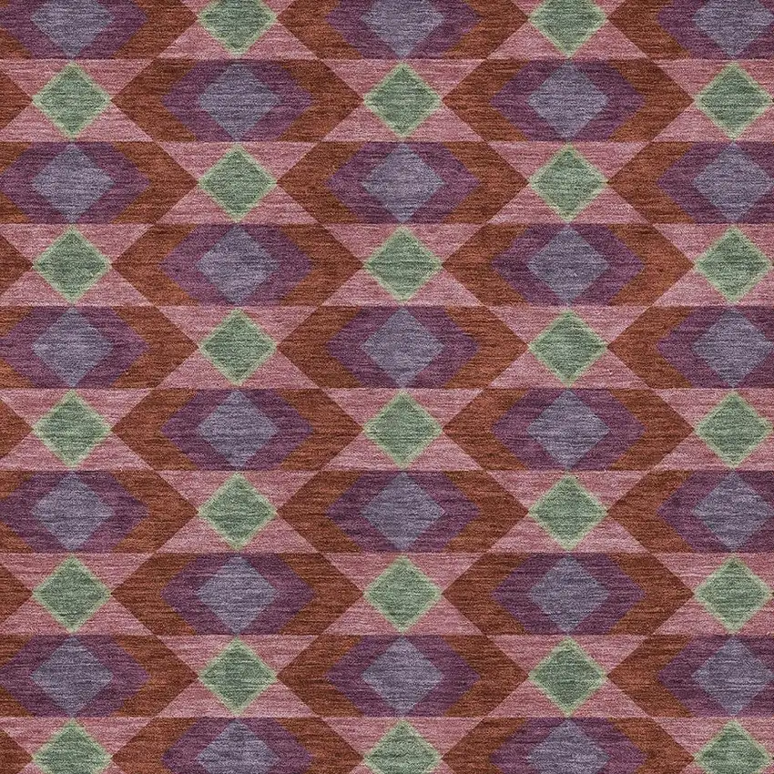 Burgundy And Pewter Geometric Washable Indoor Outdoor Area Rug Photo 4