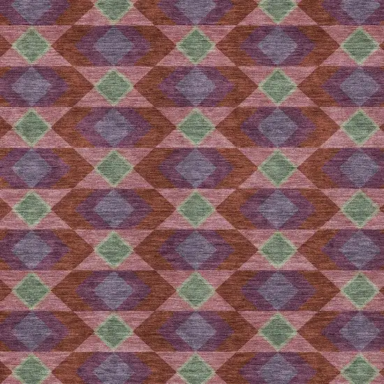 Burgundy And Pewter Geometric Washable Indoor Outdoor Area Rug Photo 4