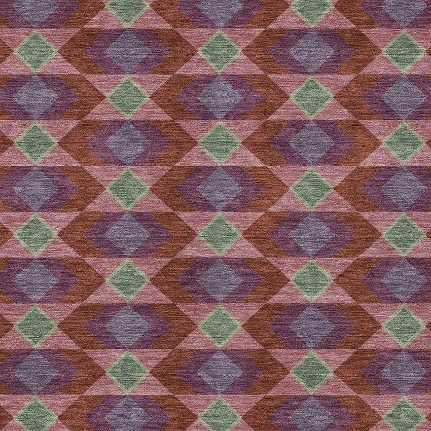 Burgundy And Pewter Geometric Washable Indoor Outdoor Area Rug Photo 4