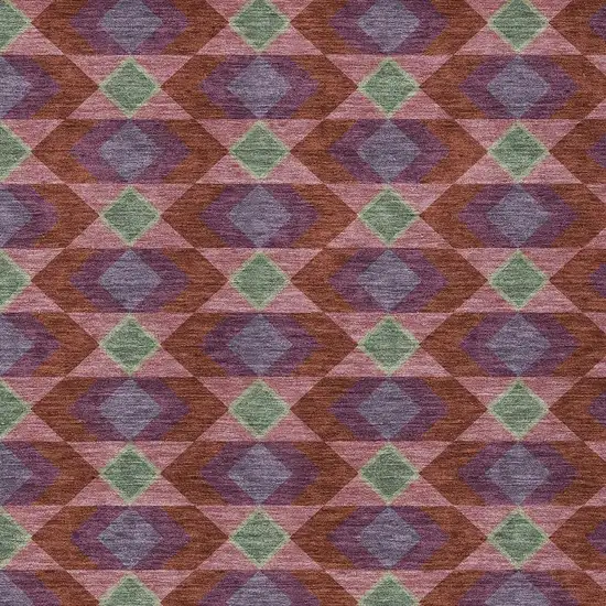 Burgundy And Pewter Geometric Washable Indoor Outdoor Area Rug Photo 5