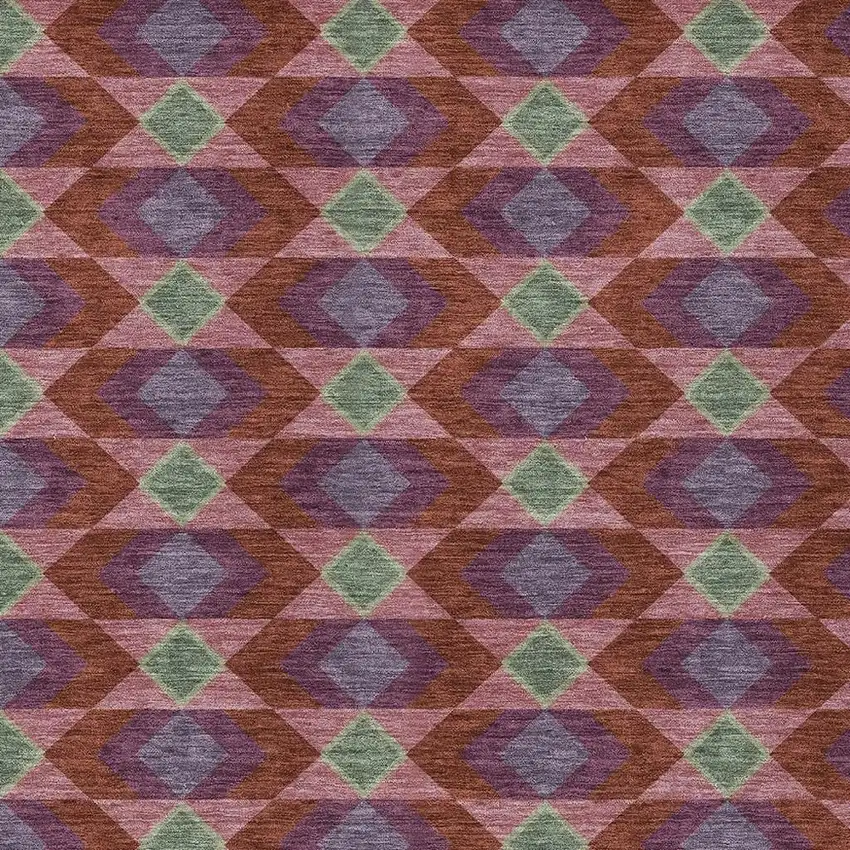 Burgundy And Pewter Geometric Washable Indoor Outdoor Area Rug Photo 5