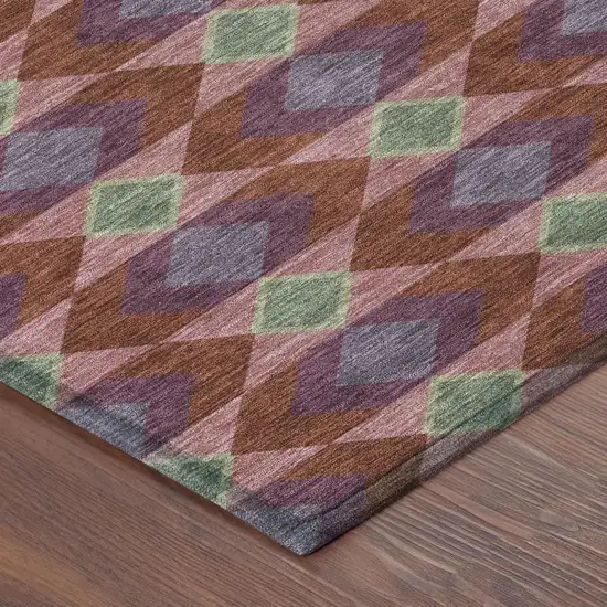 Burgundy And Pewter Geometric Washable Indoor Outdoor Area Rug Photo 7