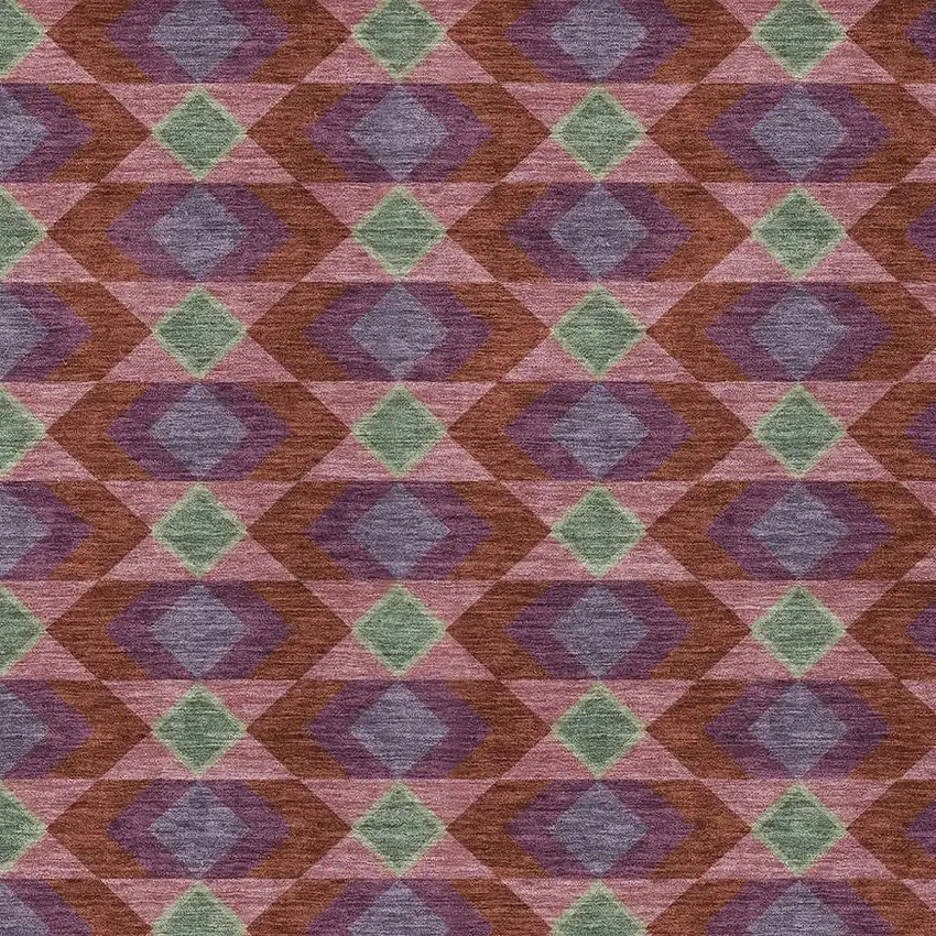 Burgundy And Pewter Geometric Washable Indoor Outdoor Area Rug Photo 5