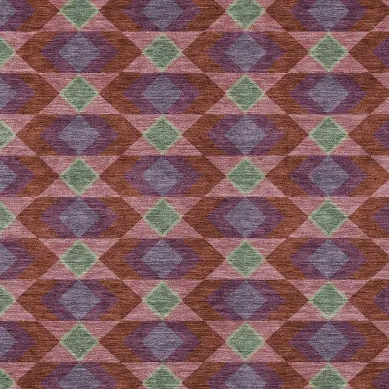 Burgundy And Pewter Geometric Washable Indoor Outdoor Area Rug Photo 3