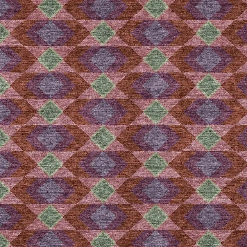 Burgundy And Pewter Geometric Washable Indoor Outdoor Area Rug Photo 3