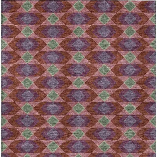 Burgundy And Pewter Geometric Washable Indoor Outdoor Area Rug Photo 6