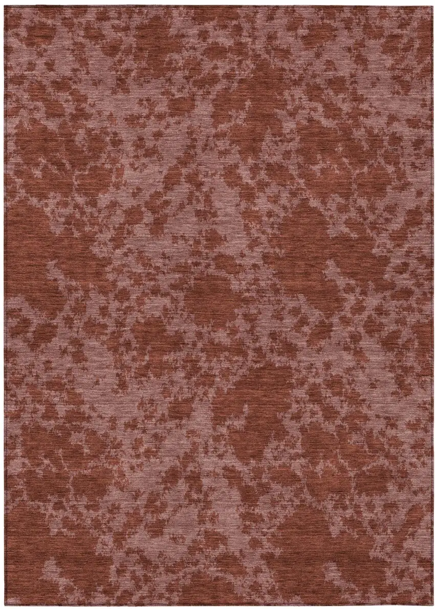 Burgundy And Red Abstract Washable Indoor Outdoor Area Rug Photo 1