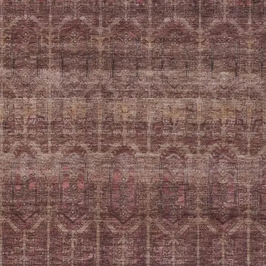 Burgundy And Red Tribal Washable Indoor Outdoor Area Rug Photo 3