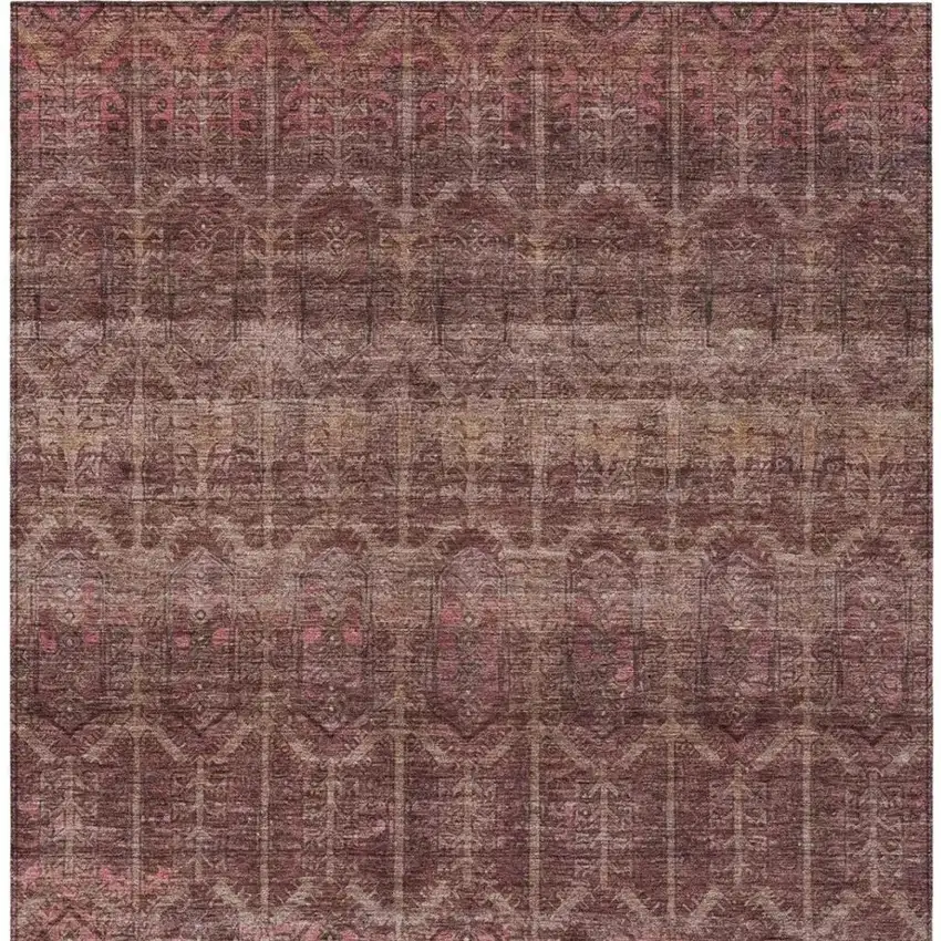 Burgundy And Red Tribal Washable Indoor Outdoor Area Rug Photo 4