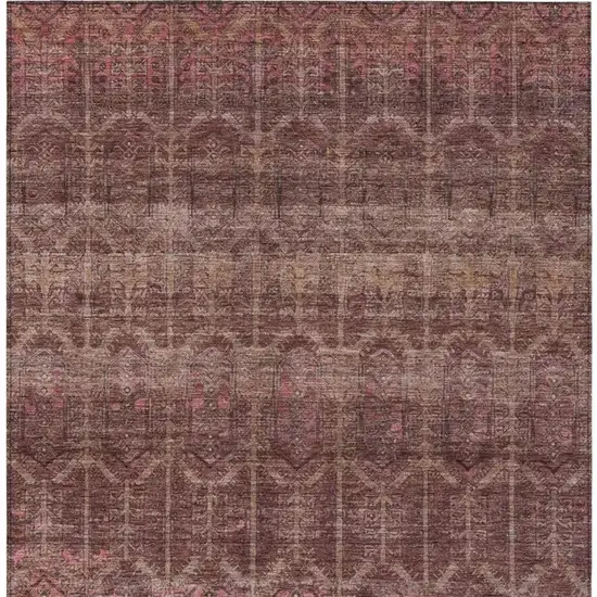 Burgundy And Red Tribal Washable Indoor Outdoor Area Rug Photo 4
