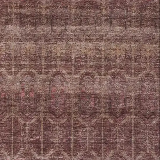 Burgundy And Red Tribal Washable Indoor Outdoor Area Rug Photo 3