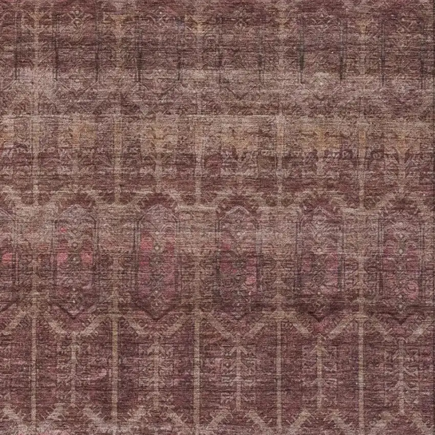 Burgundy And Red Tribal Washable Indoor Outdoor Area Rug Photo 3