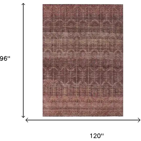 Burgundy And Red Tribal Washable Indoor Outdoor Area Rug Photo 7