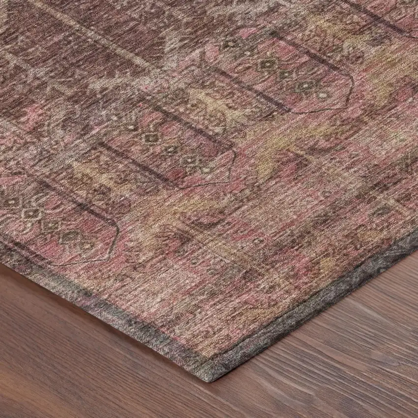 Burgundy And Red Tribal Washable Indoor Outdoor Area Rug Photo 5