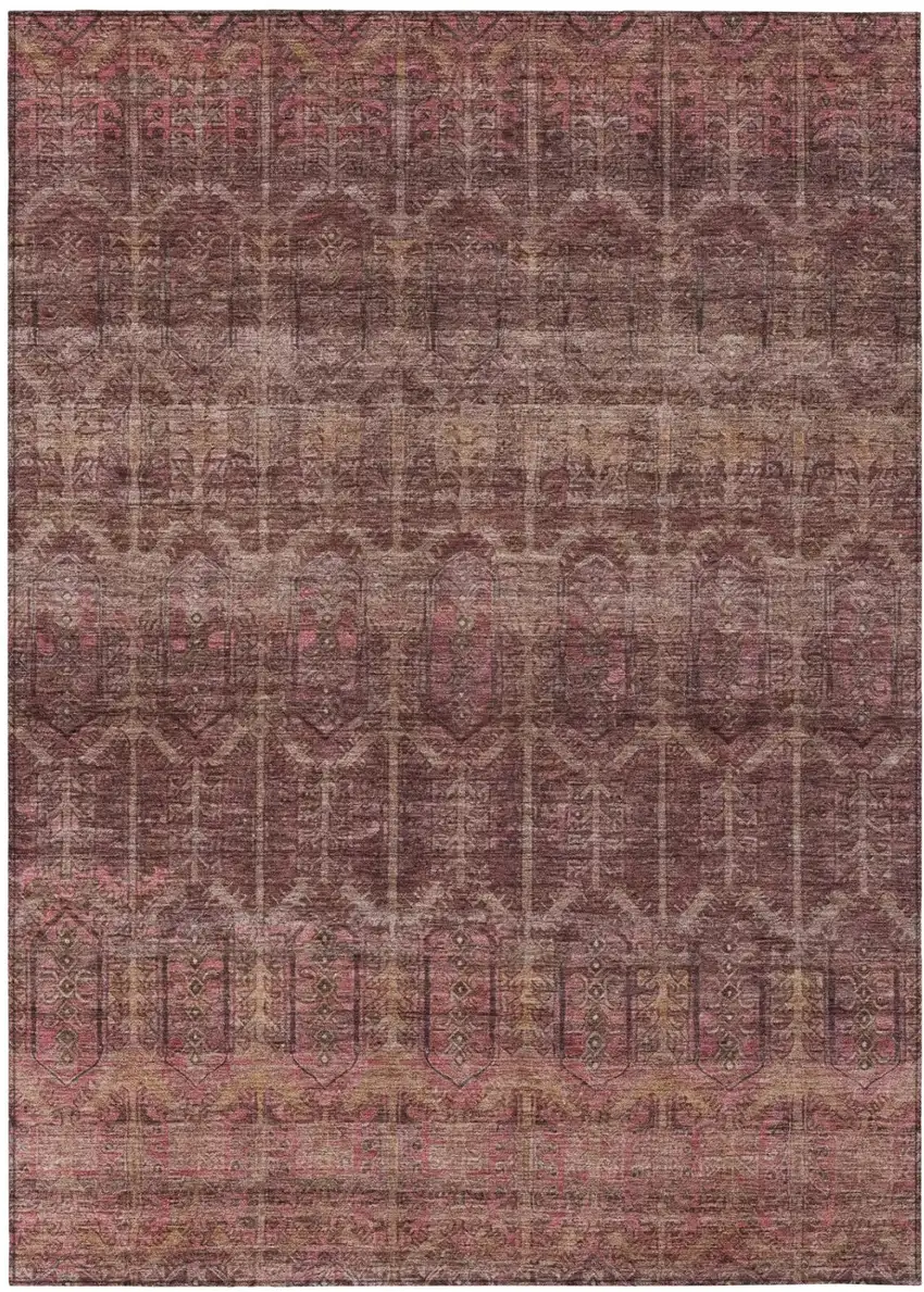Burgundy And Red Tribal Washable Indoor Outdoor Area Rug Photo 2