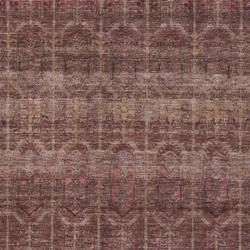 Burgundy And Red Tribal Washable Indoor Outdoor Area Rug Photo 3