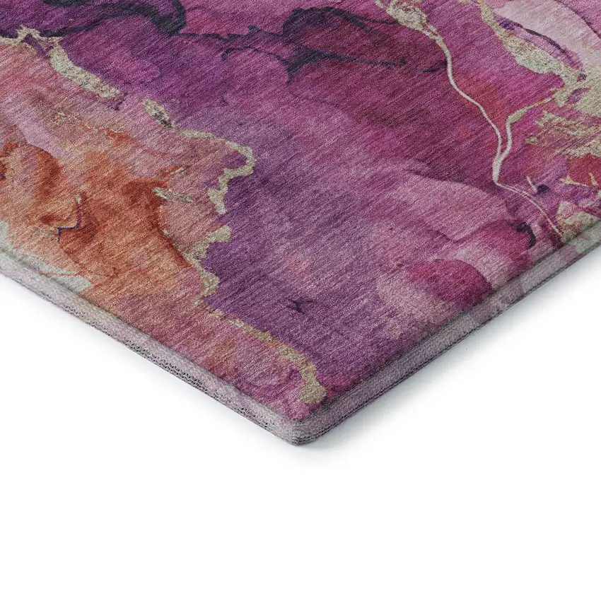 Burgundy And Salmon Abstract Washable Area Rug With UV Protection Photo 7