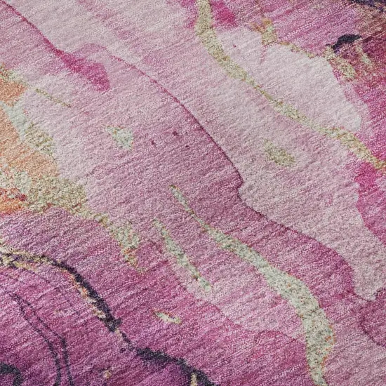 Burgundy And Salmon Abstract Washable Area Rug With UV Protection Photo 9