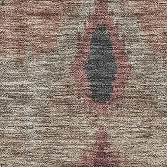 Burgundy Beige And Charcoal Ikat Washable Area Rug With UV Protection Photo 3