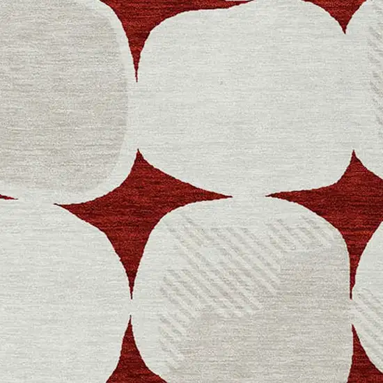 Burgundy Beige And Ivory Abstract Washable Indoor Outdoor Area Rug Photo 6