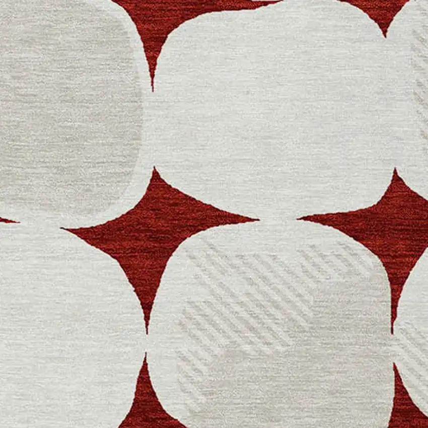 Burgundy Beige And Ivory Abstract Washable Indoor Outdoor Area Rug Photo 6