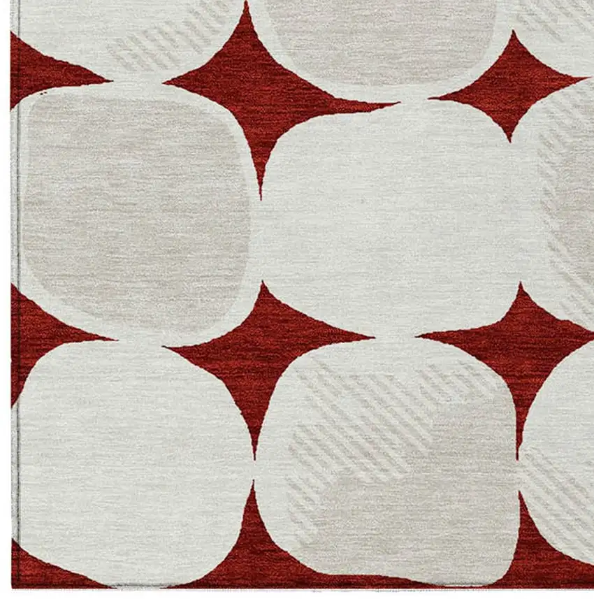 Burgundy Beige And Ivory Abstract Washable Indoor Outdoor Area Rug Photo 7