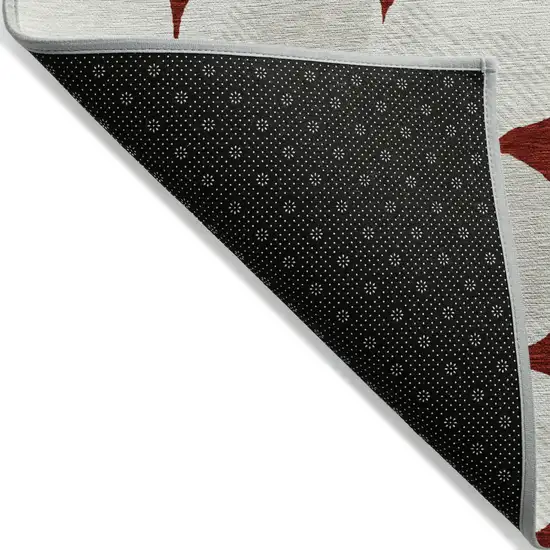 Burgundy Beige And Ivory Abstract Washable Indoor Outdoor Area Rug Photo 4