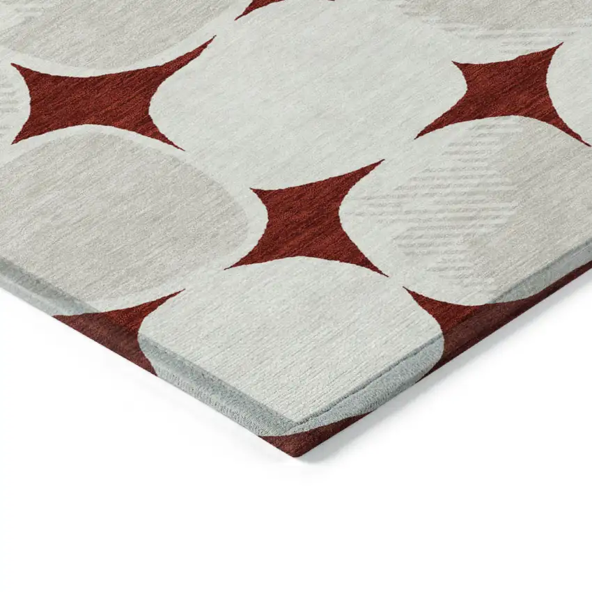 Burgundy Beige And Ivory Abstract Washable Indoor Outdoor Area Rug Photo 5